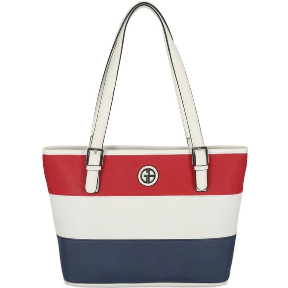 Giani Bernini Rugby Saffiano Red, White & Blue Medium Tote - Picture 1 of 8